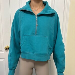 Lululemon Scuba Oversized Funnel Neck Half Zip - Teal Blue (S)